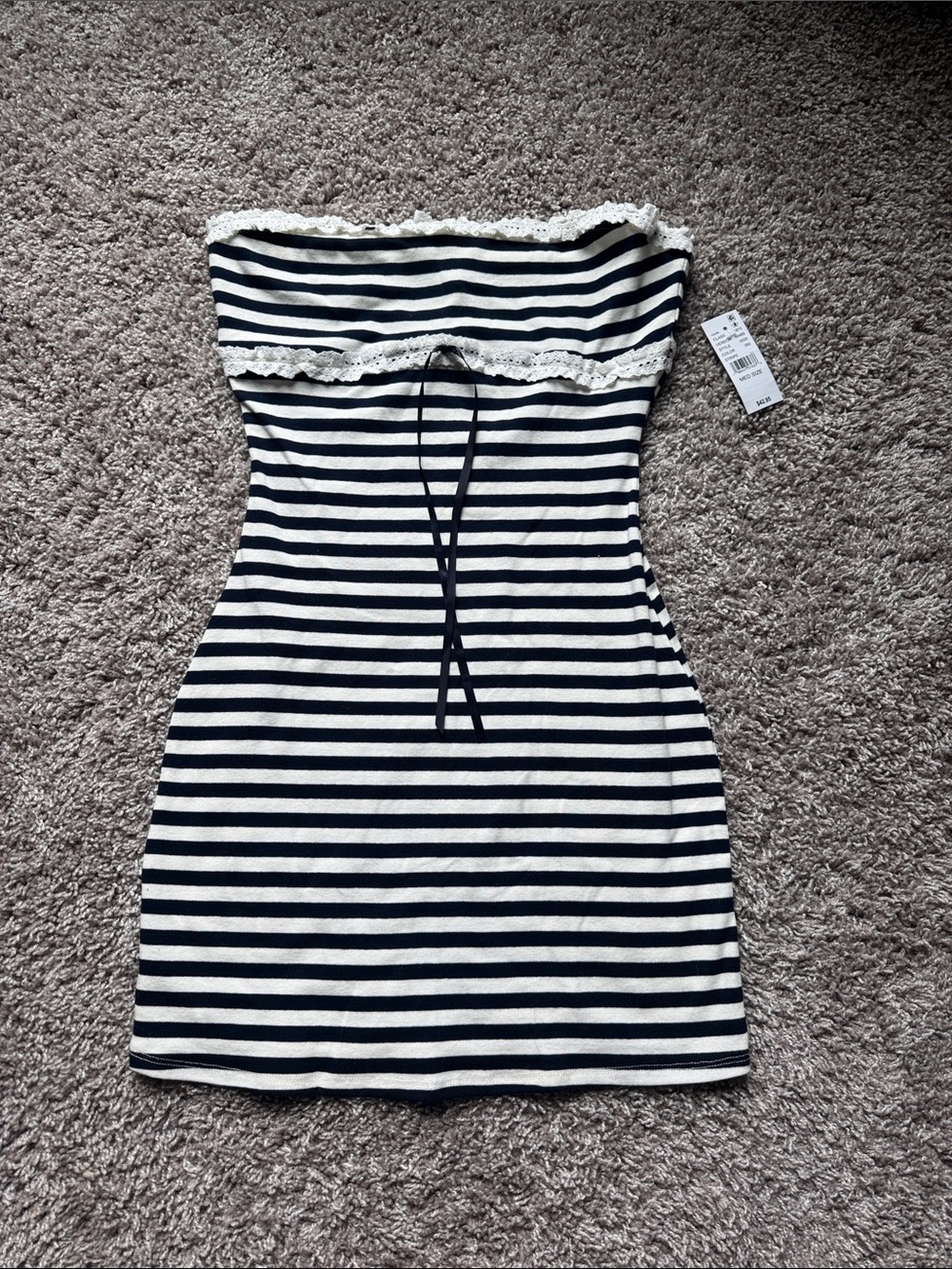 PacSun Your Favorite Striped Strapless Bodycon Dress - Navy/White - Size M - NWT